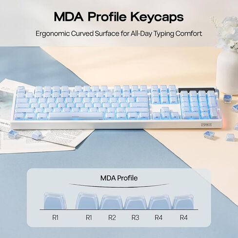 EPOMAKER Lusterfly Jelly Keycaps Set - 123 Keys Double-Shot Laser Engraved, MDA Profile, ABS+PC, Non-Shine-Through, MX-Compatible for 61/68/84/87/98/100/104-Key Mechanical Keyboard (Blue) in Saudi Arabia