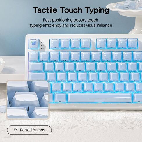 EPOMAKER Lusterfly Jelly Keycaps Set - 123 Keys Double-Shot Laser Engraved, MDA Profile, ABS+PC, Non-Shine-Through, MX-Compatible for 61/68/84/87/98/100/104-Key Mechanical Keyboard (Blue) in Saudi Arabia