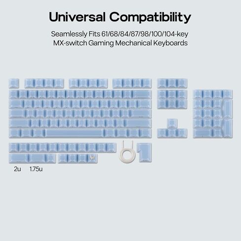 EPOMAKER Lusterfly Jelly Keycaps Set - 123 Keys Double-Shot Laser Engraved, MDA Profile, ABS+PC, Non-Shine-Through, MX-Compatible for 61/68/84/87/98/100/104-Key Mechanical Keyboard (Blue) in Saudi Arabia