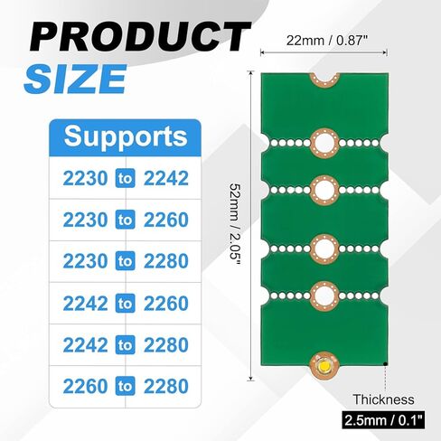 PATIKIL M2 NVME SSD Extended Adapter Card Transfer 2230 2242 2260 2280, 4Pcs M.2 Extension Adapter Change to Long Size with Screwdrivers for Home Office Internet Cafes, Green in Saudi Arabia