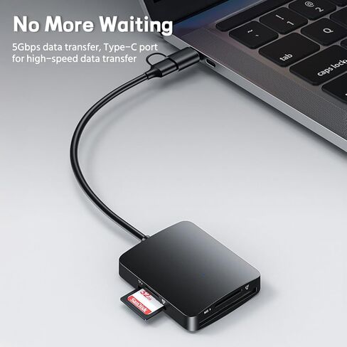 قارئ بطاقة SD، 4 في 1 USB 3.0 ومحول بطاقة USB-C إلى SD MS CF TF، قارئ بطاقة ذاكرة صغيرة بسرعة 5 جيجابت في الثانية لنظام التشغيل MacOS وVindows وLinux وAndroid in Saudi Arabia