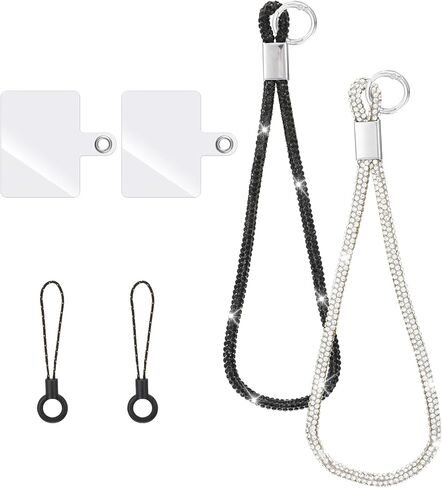 2 Pcs Luxury Diamond Phone Wrist Strap, Phone Case Glitter Straps Wrist Lanyard for Bling Rhinestone Keychain Wristlet for Wallet Credit Card Holder Women Charms Strap in Saudi Arabia