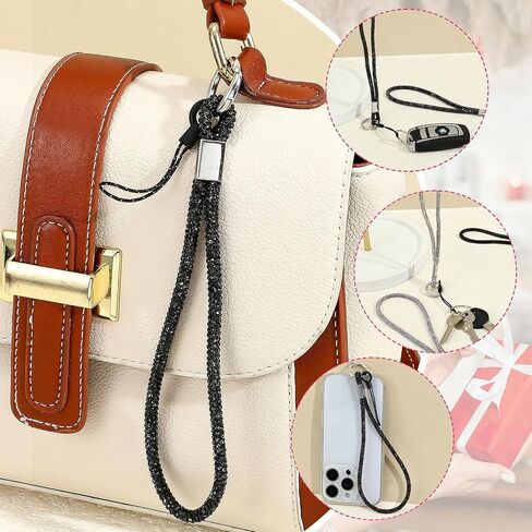 2 Pcs Luxury Diamond Phone Wrist Strap, Phone Case Glitter Straps Wrist Lanyard for Bling Rhinestone Keychain Wristlet for Wallet Credit Card Holder Women Charms Strap in Saudi Arabia