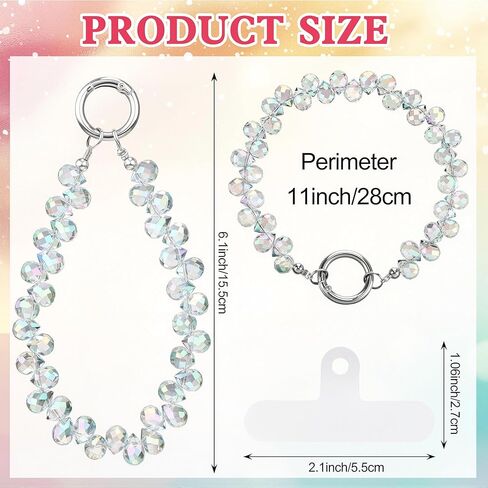 6 Pcs Crystal Phone Charm Strap Sparkling Beaded Phone Wristlet with 6 Pads Beaded Camera Wrist Strap Lanyard Girl Bags Accessories for Cell Phones Keychains in Kuwait