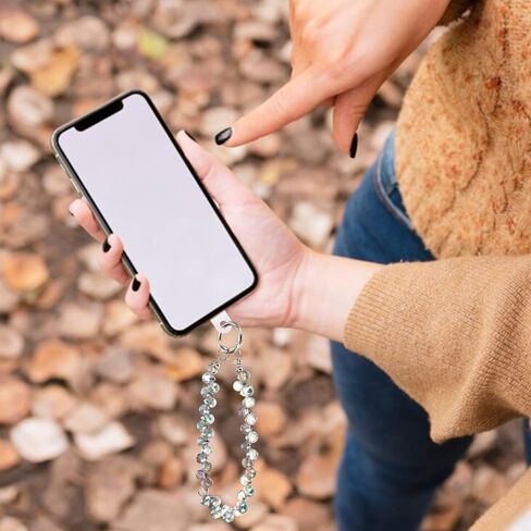 6 Pcs Crystal Phone Charm Strap Sparkling Beaded Phone Wristlet with 6 Pads Beaded Camera Wrist Strap Lanyard Girl Bags Accessories for Cell Phones Keychains in Kuwait