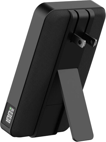 بنك الطاقة اللاسلكي myCharge CliqLuxe+ المغناطيسي بقدرة 5,000 مللي أمبير في الساعة | متوافق مع iPhone وMagSafe | شاحن محمول آمن Qi2.2 25 وات ماج | قابس وحامل حائطي مدمج | منفذ USB-C PD بقدرة 20 وات | قماش أسود فاخر in Saudi Arabia