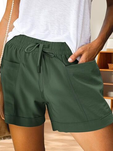 Shorts for Women Summer Casual Elastic Waist Flowy Drawstring Pocket 2026 Spring Lounge Shorts S-XXL in Saudi Arabia