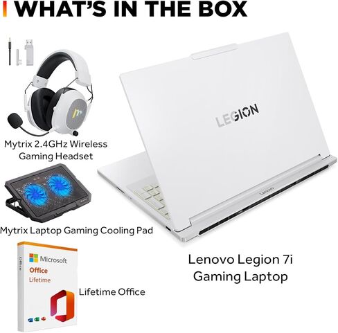 كمبيوتر محمول للألعاب Lenovo Legion 7i مقاس 16 بوصة، شاشة OLED WQXGA 165 هرتز، Intel Core Ultra 7 255HX، NVIDIA GeForce RTX 5060، ذاكرة الوصول العشوائي 32 جيجابايت، 1 تيرابايت SSD، Wi-Fi 7، إضاءة خلفية RGB، Win 11، مع ملحق Mytrix مدى الحياة in Kuwait