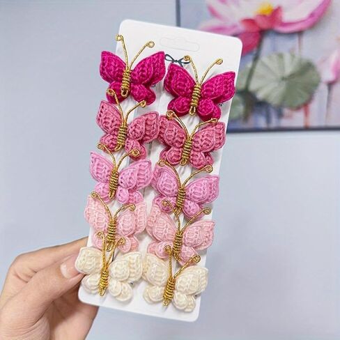 10PCS Mini Butterfly Hair Clips, 2" Satin Hair Bow Pins Colorful Butterfly Hair Barrettes in Saudi Arabia