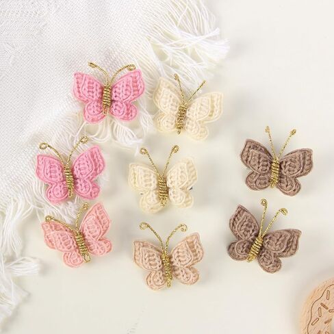10PCS Mini Butterfly Hair Clips, 2" Satin Hair Bow Pins Colorful Butterfly Hair Barrettes in Saudi Arabia