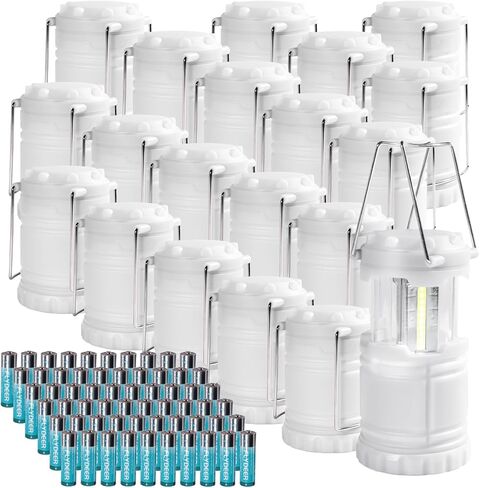 KUNHE LED 20 حزمة من فوانيس التخييم المتوهجة في الظلام تعمل بالبطارية (تتضمن 60 بطارية قلوية AA) 350 لومن IPX4 فوانيس مقاومة للماء لانقطاع التيار الكهربائي وعواصف الإعصار في حالات الطوارئ in Kuwait
