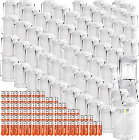 KUNHE LED 20 حزمة من فوانيس التخييم المتوهجة في الظلام تعمل بالبطارية (تتضمن 60 بطارية قلوية AA) 350 لومن IPX4 فوانيس مقاومة للماء لانقطاع التيار الكهربائي وعواصف الإعصار في حالات الطوارئ in Kuwait