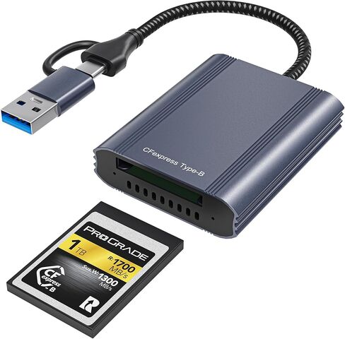 CFexpress Type A Card Reader with USB 3.2 Gen 2 10Gbps, 2-in-1 USB-C/USB-A CFexpress Type A Card Adapter, Compatible with Windows/Mac/Linux/Android/iPhone 17/16/15, Laptops, Tablets, Smartphones in Saudi Arabia