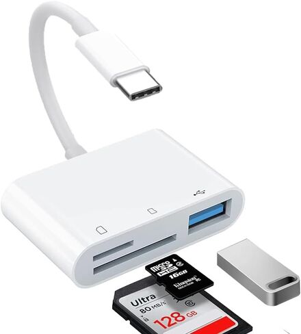 قارئ بطاقات SD، محول قارئ بطاقات كاميرا USB 3 في 1 متوافق مع iPhone 15-17 وiPad/Mac Pro/Air وMacBook Pro/Air وChromebook XPS وGalaxy والمزيد من أجهزة Android USBC in Kuwait