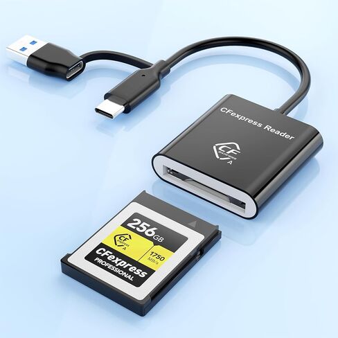 CFexpress Type A Card Reader with USB 3.2 (Gen 2) 10Gbps, USB-C&USB-A 2-in-1 Type A CFexpress Adapter, Compatible with Windows/Mac/Linux/Android, for iPhone 17/16/15, Laptops, Tablets, Smartphones in Saudi Arabia