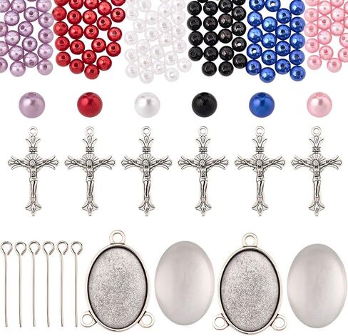 SUNNYCLUE 700Pcs Rosary Making Kits Crucifix Charms Rosary Crosses Easter Cross Pendants Oval Chandelier Link Charm Glass Pearl Beads for Jewelry Making Supplies DIY Necklace Bracelets Holiday in Saudi Arabia