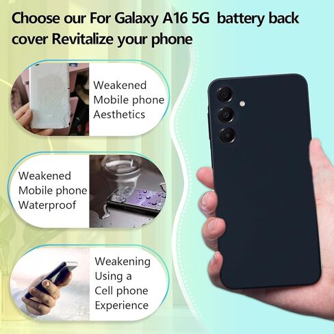 YHX-US Battery Back Cover Replacement for Samsung Galaxy A16 5G 6.7" Rear Cover Housing Door with 1 SIM Card Tray + Repair Tool Kits (Color: Black,Not for A16 4G) in Saudi Arabia