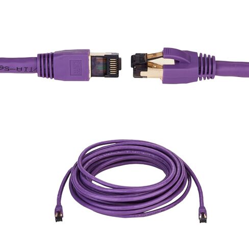 SATMAXIMUM Cat8 SFTP Ethernet Patch Cable 26AWG, Pure Copper, Shielded, Fluke Tested, High-Speed 40Gbps Data Transfer, 2000MHz Bandwidth, for Servers, Gaming, and Networking Purple (35FT) in Saudi Arabia