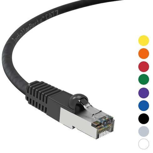 InstallerParts Ethernet Cable CAT7 Cable Shielded (SSTP) Booted 2 FT - Black - Professional Series - 10Gigabit/Sec Network/High Speed Internet Cable, 600MHZ in Saudi Arabia