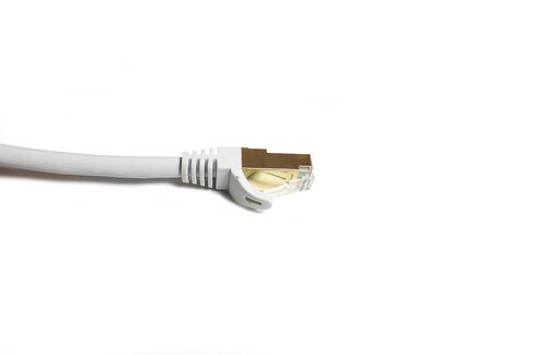 كابل Nexhi STP-7000 CAT-7 المحمي 10 جيجابت 600 ميجا هرتز إيثرنت مستدير، أسرع من شبكة Cat5e/Cat5/Cat6، سلك LAN مستدير Cat7 عالي السرعة مع Rj45 لجهاز التوجيه والمودم (أبيض، 7 أقدام) in Kuwait