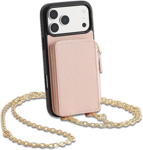 ZVE for iPhone 17 Pro Wallet Case with Card Holder, Crossbody Zipper Leather Phone Cover for Women 6.3" Beige in Saudi Arabia