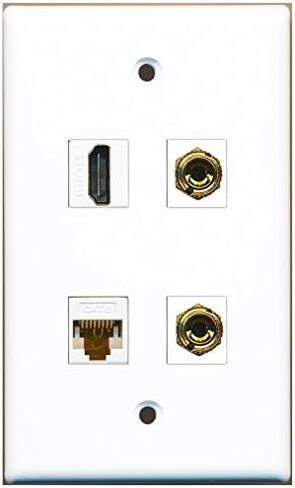 RiteAV - 1 منفذ HDMI، 1 منفذ Cat6 إيثرنت أبيض، 2 منفذ Banana مكبر صوت على الحائط in Kuwait