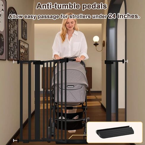 30"-62.5" Extra Wide Baby Gate for Doorways/Hallways,Pressure-Mounted Dog Gate Indoor for Stairs, Auto Close Pet Door for Child/pet Proof Safety, No Need Drilling,Black in Saudi Arabia