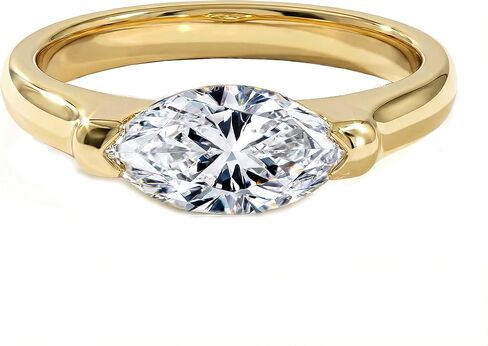 1CT Marquise Cut Moissanite Engagement Ring - 14K White Gold Plated 925 Silver for Women, Vintage Solitaire Style with Luxury Gift Box, Sparkling Proposal Jewelry​ in Saudi Arabia