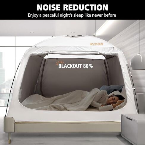 Bed Tent Bed Canopy Breathable 100% for Adult and Kids- Original Design Light Reduction 93% Sleeping Dream Tents Indoor Portable Big Space with String Light 3 Doors Twin Full Queen King Size in Saudi Arabia