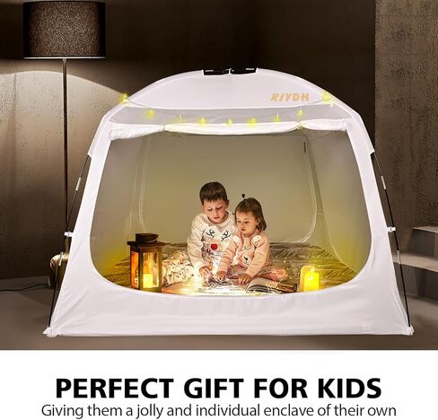 Bed Tent Bed Canopy Breathable 100% for Adult and Kids- Original Design Light Reduction 93% Sleeping Dream Tents Indoor Portable Big Space with String Light 3 Doors Twin Full Queen King Size in Saudi Arabia