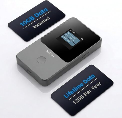 Global Portable WiFi Hotspot for Travel, No SIM Required, 4G LTE Router Covering 140+ Countries, Pay-As-You-Go,Connect Up to 10 Devices,10GB USA Data Included, Lifttime Free Data (12GB/Year) in Saudi Arabia