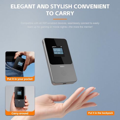 Global Portable WiFi Hotspot for Travel, No SIM Required, 4G LTE Router Covering 140+ Countries, Pay-As-You-Go,Connect Up to 10 Devices,10GB USA Data Included, Lifttime Free Data (12GB/Year) in Saudi Arabia