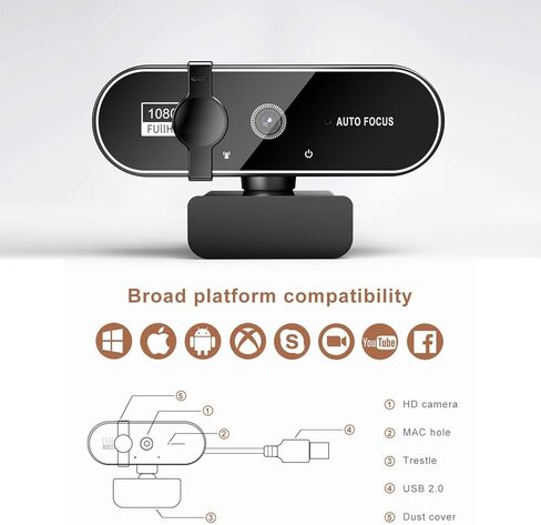 2K Full HD Webcam with Microphone, Webcam for PC, Japan Fujifilm SX Series 32x Optical Zoom Compact Telephoto Tech, Plug and Play USB Web cam in Saudi Arabia