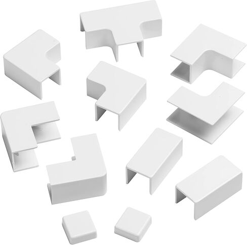 D-Line 0.63in x 0.63in Cable Raceway Accessory Multipack, 11-Piece Pack - White in Saudi Arabia