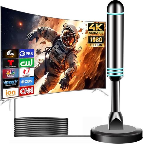TV Antenna for Local Channels, 2026 Digital Antenna with Strong Magnetic Base, 360°&Long Range Reception HD Antenna, Easy Installation Antennas for TVs Without Cable in Saudi Arabia