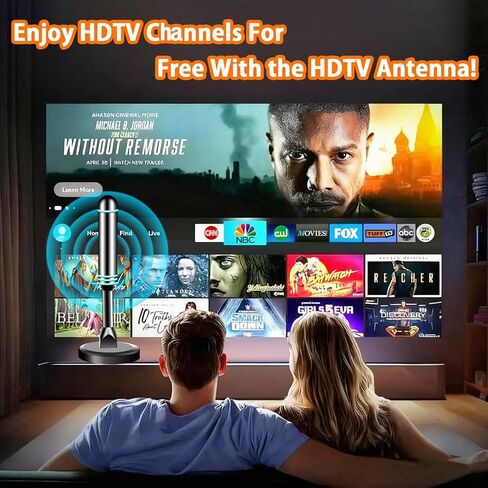 TV Antenna for Local Channels, 2026 Digital Antenna with Strong Magnetic Base, 360°&Long Range Reception HD Antenna, Easy Installation Antennas for TVs Without Cable in Saudi Arabia