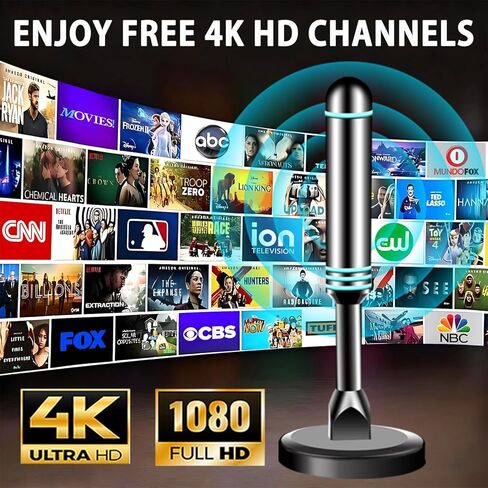 TV Antenna for Local Channels, 2026 Digital Antenna with Strong Magnetic Base, 360°&Long Range Reception HD Antenna, Easy Installation Antennas for TVs Without Cable in Saudi Arabia