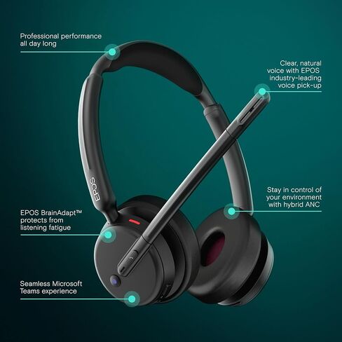سماعة رأس لاسلكية EPOS Impact 500 ANC - فرق معتمدة مع اتصال USB-C وUSB-A - صوت بلوتوث متقدم لعمل أكثر ذكاءً وخاليًا من التشتيت in Kuwait