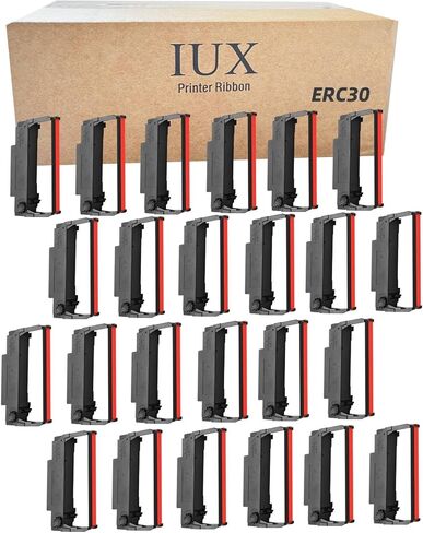 ERC30 Black and Red Ribbon متوافق مع EPSON ERC30/34/38 خرطوشة الشريط ERC-38 B/R ، من أجل EPSON TM-U220 ، BIXOLON GRC-220BR ، M188B ، BTP-M300 ، حزمة طابعة ERC30 من 24 in Kuwait