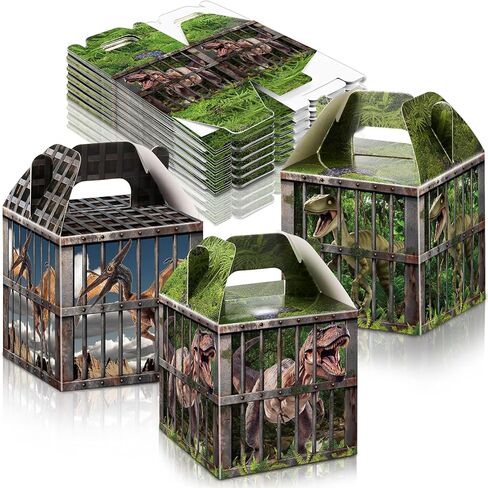DoubleFill 12 Pcs Dinosaur Party Supplies Treat Boxes Dino Party Favor Boxes Tropical Jungle Dinosaur Gift Box Table Centerpieces Photography Props Decorations for Birthday Halloween Christmas in Saudi Arabia