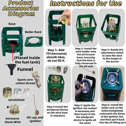 Fogon de petróleo para cuba,kerosene heater，portable kerosene stove 8-wicks, Camping Stove is used for backpacking hiking, picnicking, and adventure，Survival Heating Cooking Small Kerosene Heater in Saudi Arabia