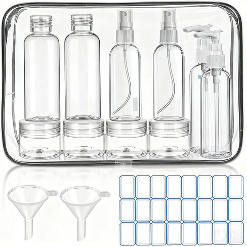 14 Pack Travel Bottles for Toiletries - TSA Approved Leak-Proof Squeezable Containers for Shampoo, Conditioner, Lotion, and Body Wash - Convenient and Practical Travel Accessories in Saudi Arabia