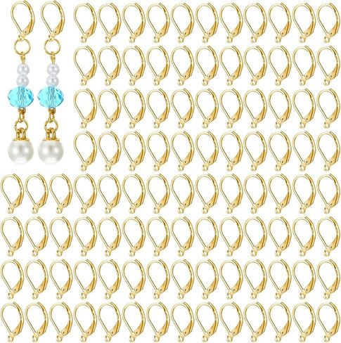100 Pcs Leverback Earring Hooks, Stainless Steel Lever Back Earring Clasps French Ear Wire Findings for Dangles Earrings DIY Jewelry Making, Smooth to Open & Close (Silver) in Saudi Arabia