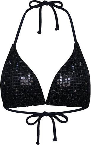 SHENHE Women's Sexy Sparkly Bikini Top Trianlge Halter Neck Tie Back Rave Swimsuit Bathing Suit in Saudi Arabia
