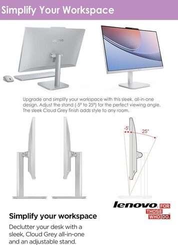 كمبيوتر مكتبي الكل في واحد من Lenovo، وحدة معالجة مركزية Intel فائقة السرعة رباعية النواة| شاشة 24 بوصة كاملة الوضوح| واي فاي 6| بلوتوث| USB، منفذ إيثرنت | ويندوز 11 | مخرج اتش دي ام اي| لوحة مفاتيح وماوس لاسلكيان (ذاكرة وصول عشوائي سعة 16 جيجابايت ومحرك  in Kuwait
