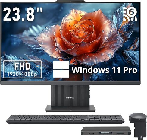 Lenovo IdeaCentre AIO 3 23.8" FHD All-in-One Desktop, AMD Ryzen 5 7535HS, 16GB DDR5, 672GB Storage (512GB SSD+160GB Docking Station Set), Wireless Keyboard & Mouse, WiFi 6, Win 11 Pro, Gray in Saudi Arabia