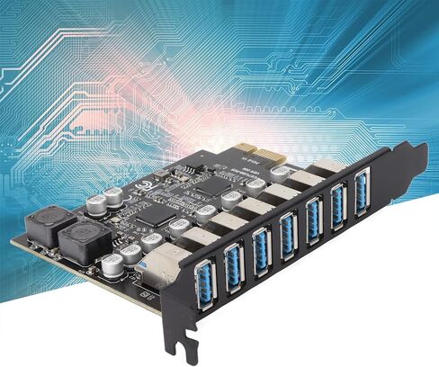 توسيع PCIE إلى USB 3.2 GEN1، بطاقة توسيع أمامية 7 منافذ USB 3.2 GEN1، سرعة عالية، طاقة مستقرة، سهولة، توافق واسع لنظام Win 7 8 10 11 in Kuwait