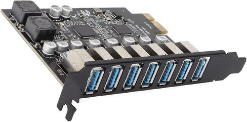 توسيع PCIE إلى USB 3.2 GEN1، بطاقة توسيع أمامية 7 منافذ USB 3.2 GEN1، سرعة عالية، طاقة مستقرة، سهولة، توافق واسع لنظام Win 7 8 10 11 in Kuwait