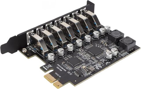 توسيع PCIE إلى USB 3.2 GEN1، بطاقة توسيع أمامية 7 منافذ USB 3.2 GEN1، سرعة عالية، طاقة مستقرة، سهولة، توافق واسع لنظام Win 7 8 10 11 in Kuwait