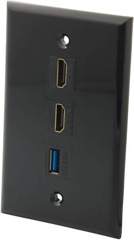 عصابة واحدة نمط الصلبة اللون الأسود 2 منافذ HDMI 1 منفذ USB 3.0 أنثى إلى أنثى لوحة الحائط in Kuwait